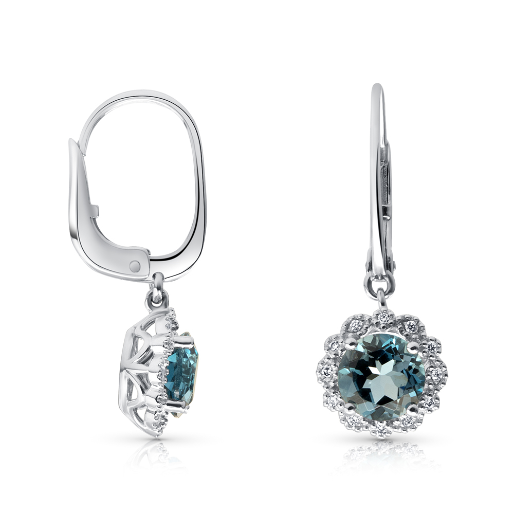 View London Blue And Diamond Dangling Earrings