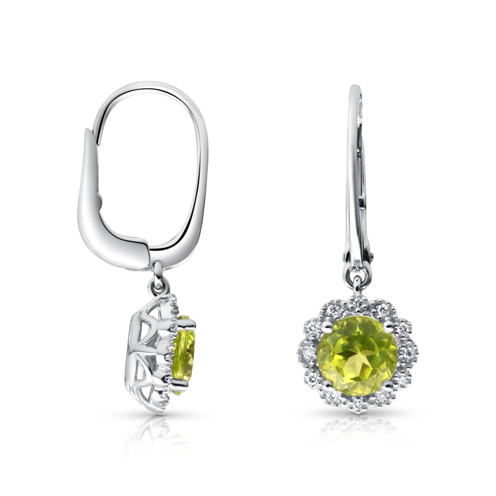 View Peridot And Diamond Dangle Earrings