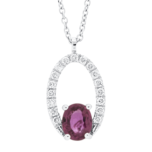 View Ruby and Diamond Oval Pendant With Chain