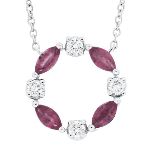 View Ruby and Diamond Circle Pendant On Chain