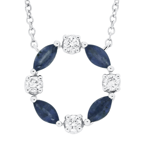 View Sapphire and Diamond Circle Pendant With Chain