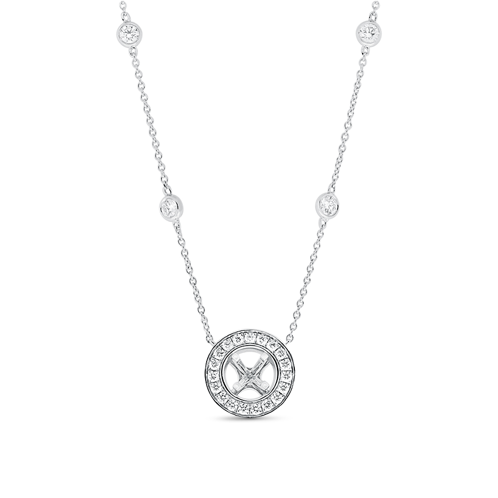 View Fancy Semi Mount Diamond Necklace For 0.25ct Center