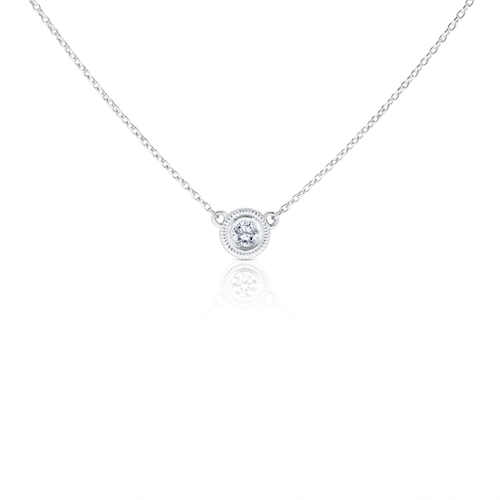 View Single Diamond Bezel Necklace