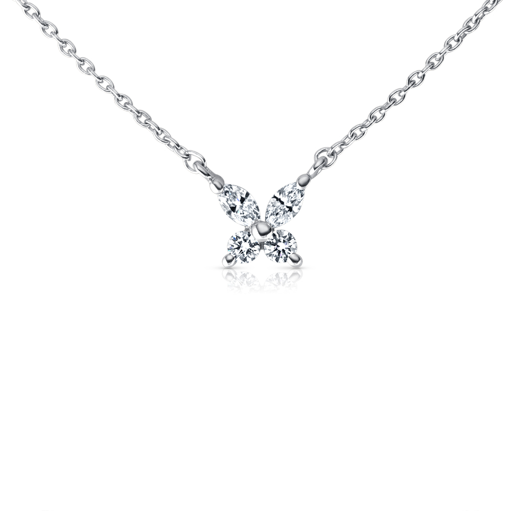 View Diamond MQ and RD Necklace (Butterfly Look)