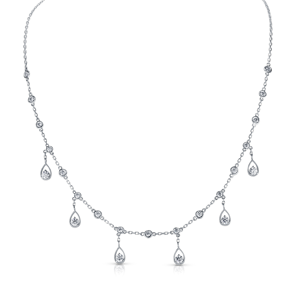 View Diamond Drop And Bezel Necklace