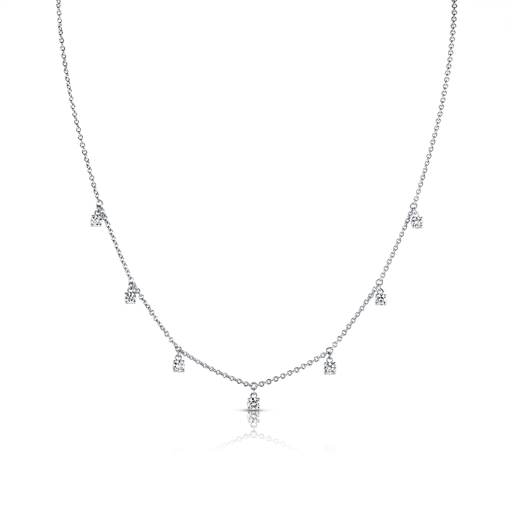 View Diamond 7 Stones Dangle Necklace