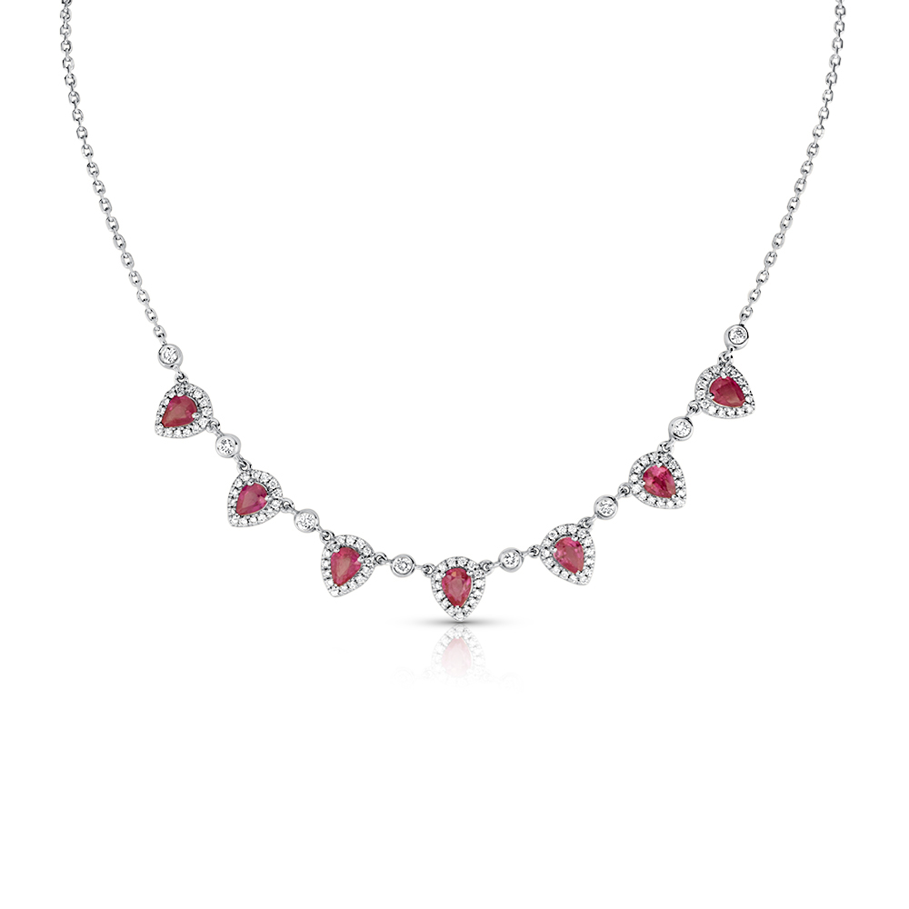 View P/S Ruby And Round Diamond 7 Section Necklace