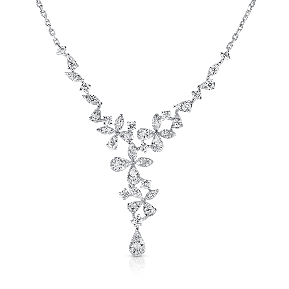 View Multi Diamond Free Form Necklace