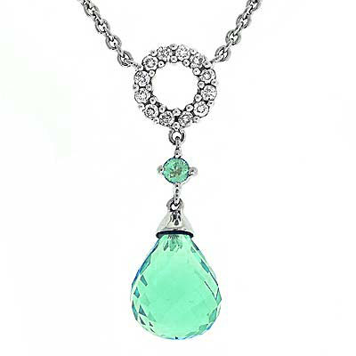 View Green Amethyst & Diamond Necklace