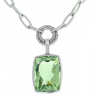 View Green Amethyst & Diamond Necklace