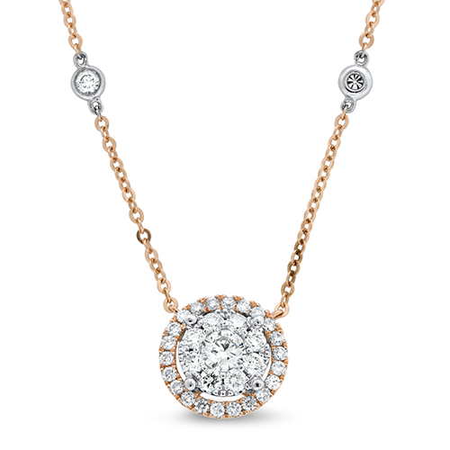 View Diamond Cluster Necklace (Rose and White Gold)