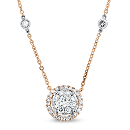 View Diamond Cluster Necklace (Rose And White Gold)
