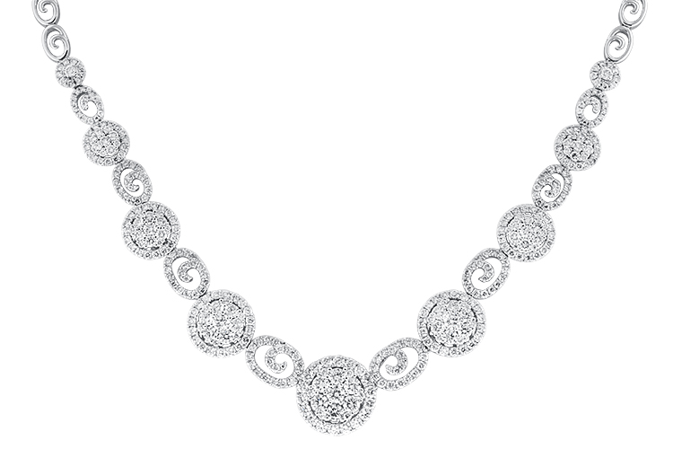 View Diamond Cluster Waves Necklace
