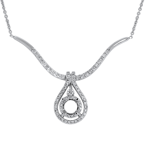 View Diamond Semi Mount Pear Drop Necklace