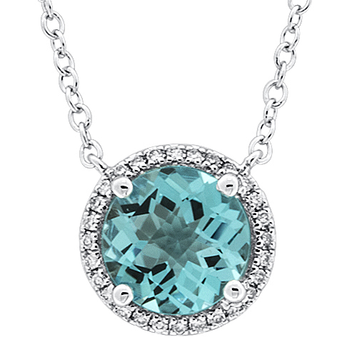View Diamond and Color Pendant Fancy Swiss Blue Topaz With Chain