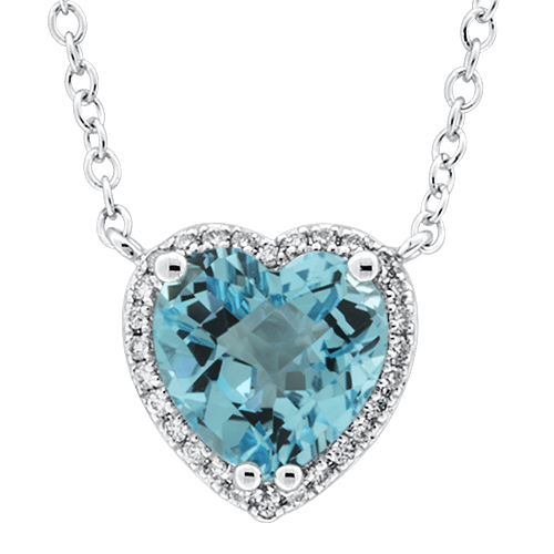 View Diamond and Blue Topaz Heart Pendant With Chain