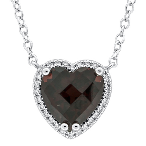 View Diamond and Garnet Heart Pendant With Chain