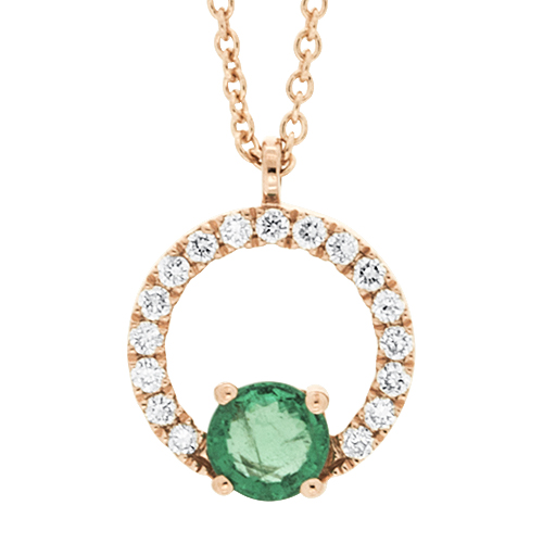 View Emerald and Diamond Pendant With Chain