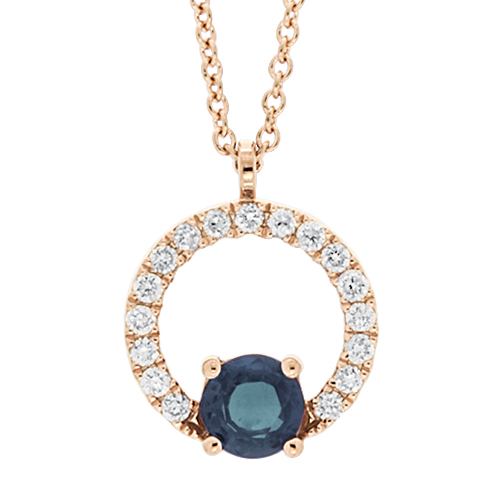 View Sapphire and Diamond Pendant With Chain