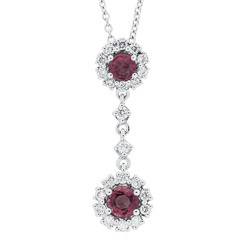 View Ruby and Diamond Round Drop Pendant With Chain
