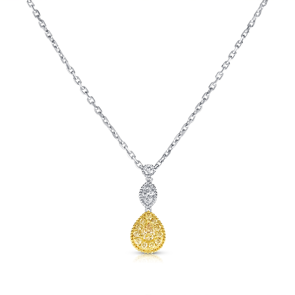 View Yellow Diamond And Diamond Pendant On Chain
