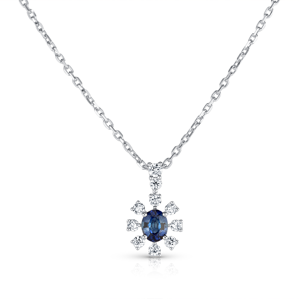 View Sapphire And Diamond Star Pendant With Chain
