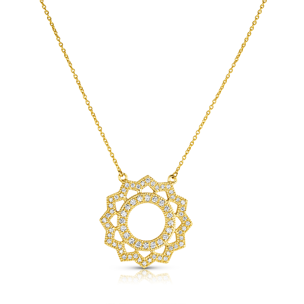 View Fancy Double Circle Diamond Pendant With Chain