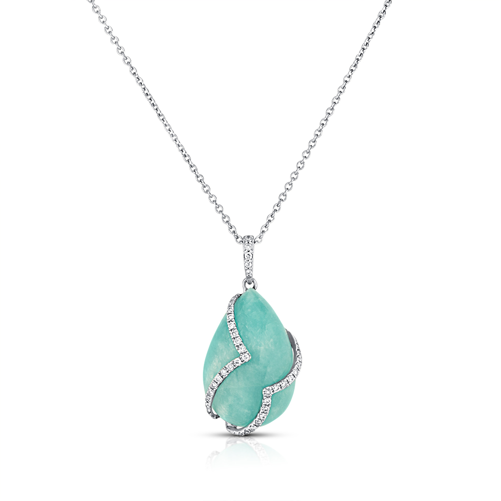 View P/S Amazonite And Diamond Swirl Pendant With Chain