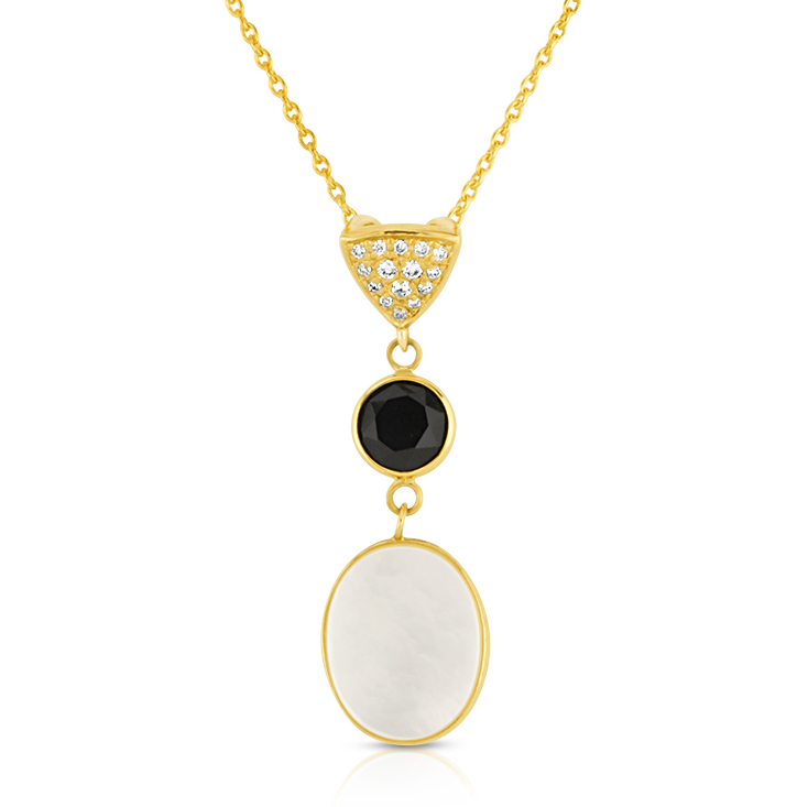 View Black Onyx, Mother Of Pearl And Diamond Pendant With Chain