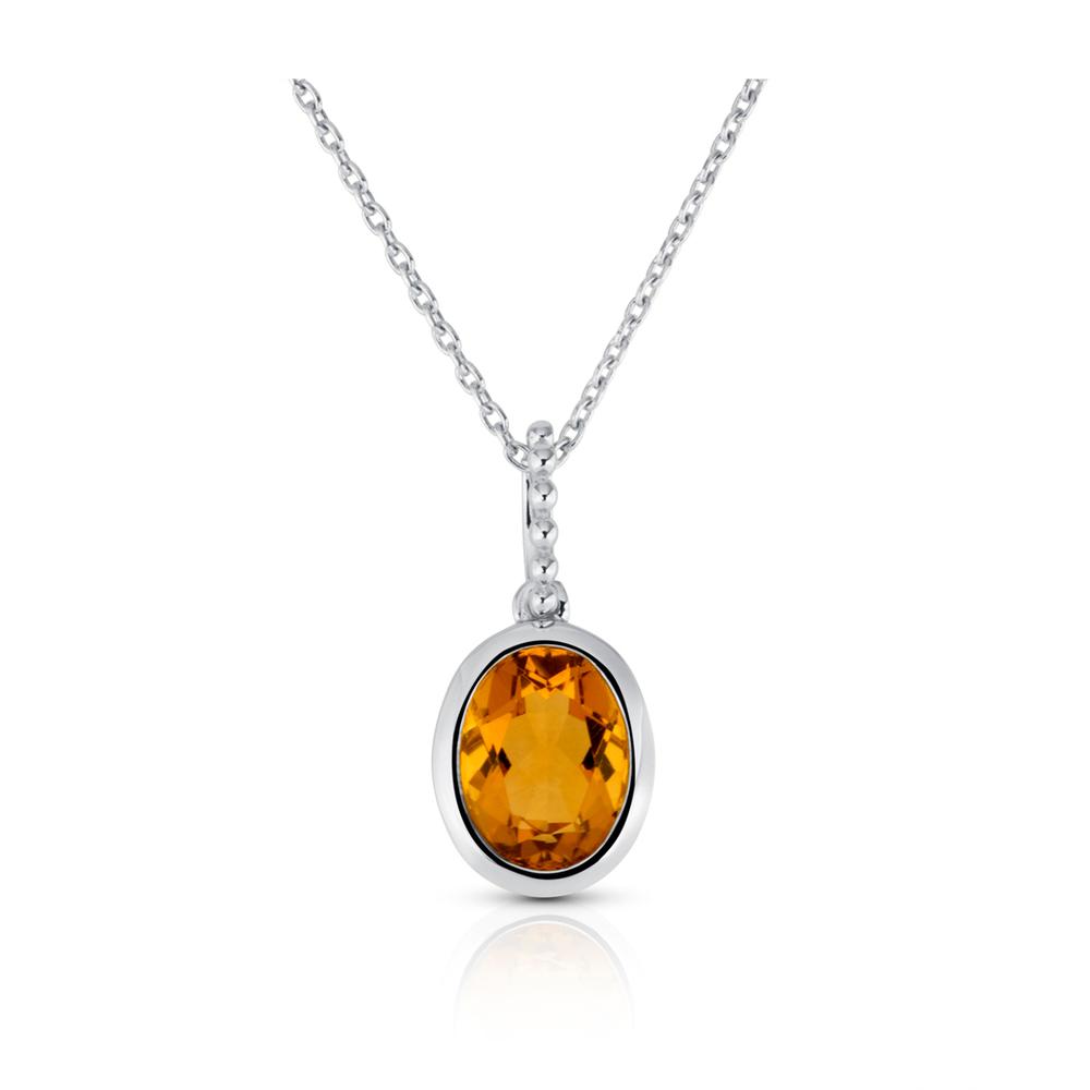 View 8X6 Bezel Set Madeira Citrine Pendant With Chain