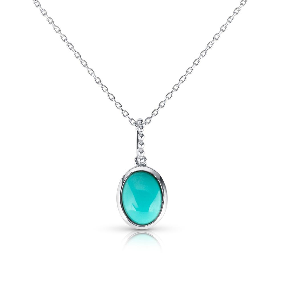 View 8x6 Oval Cab Turquoise Bezel Set Pendant With Chain