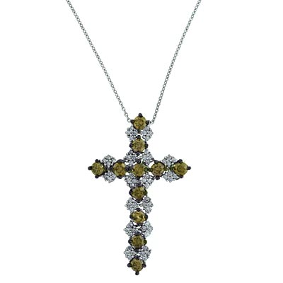 View Diamond and Brown Diamond Cross w/Chain