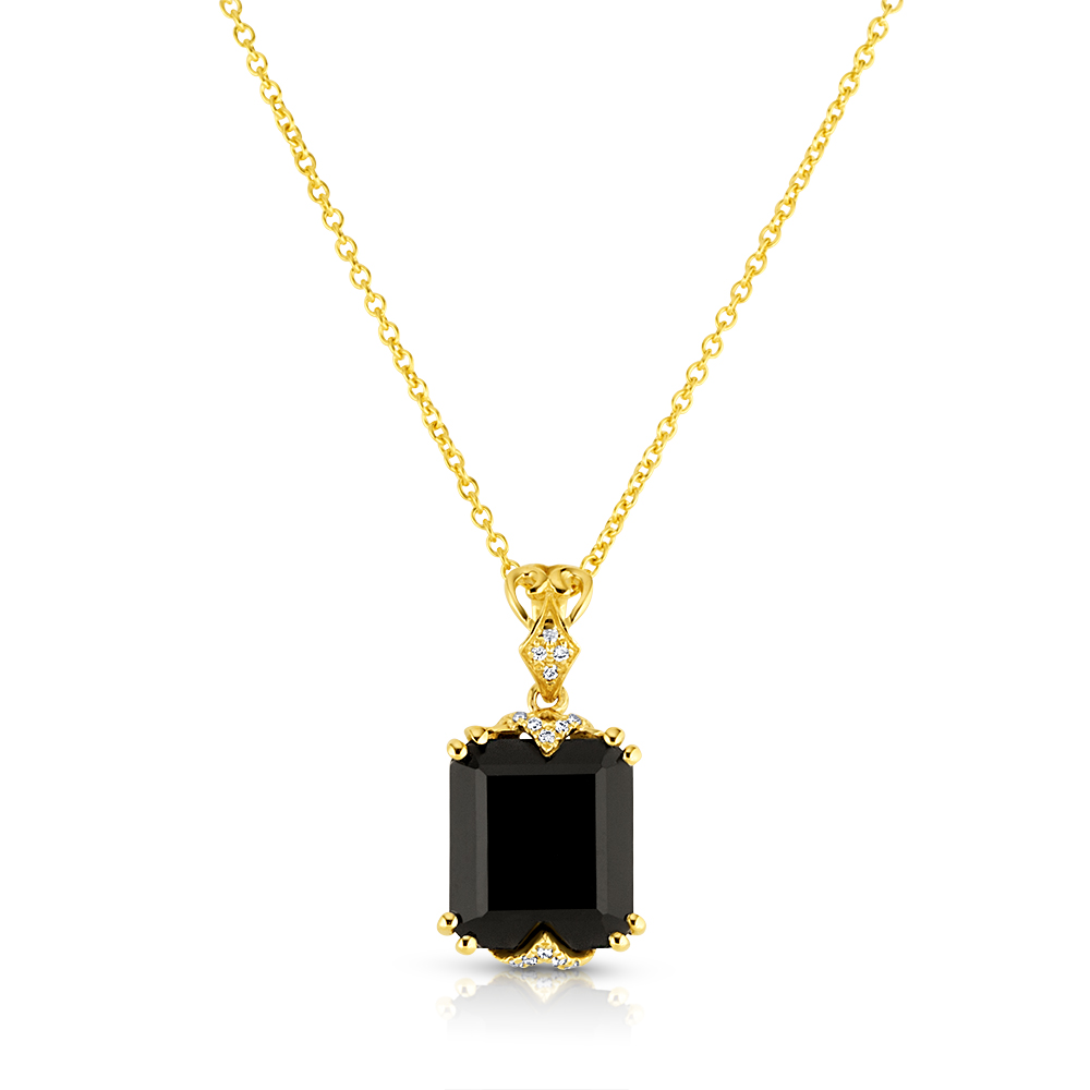 View E/C Black Onyx And Diamond Pendant With Chain
