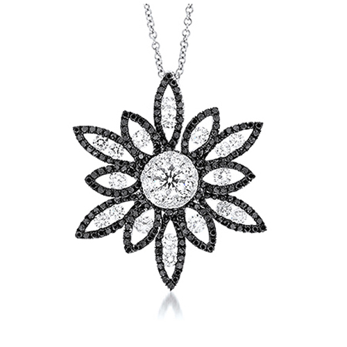 View Black And White Diamond Flower Pendant With Chain