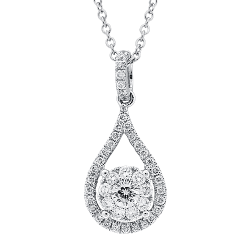 View Diamond Cluster Drop Pendant With Chain