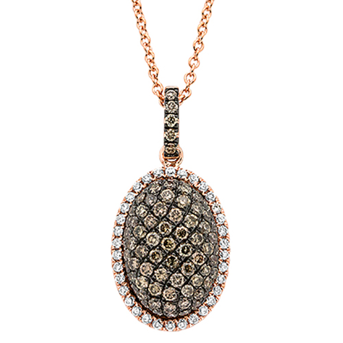 View Diamond and Brown Diamond Oval Pendant with Chain