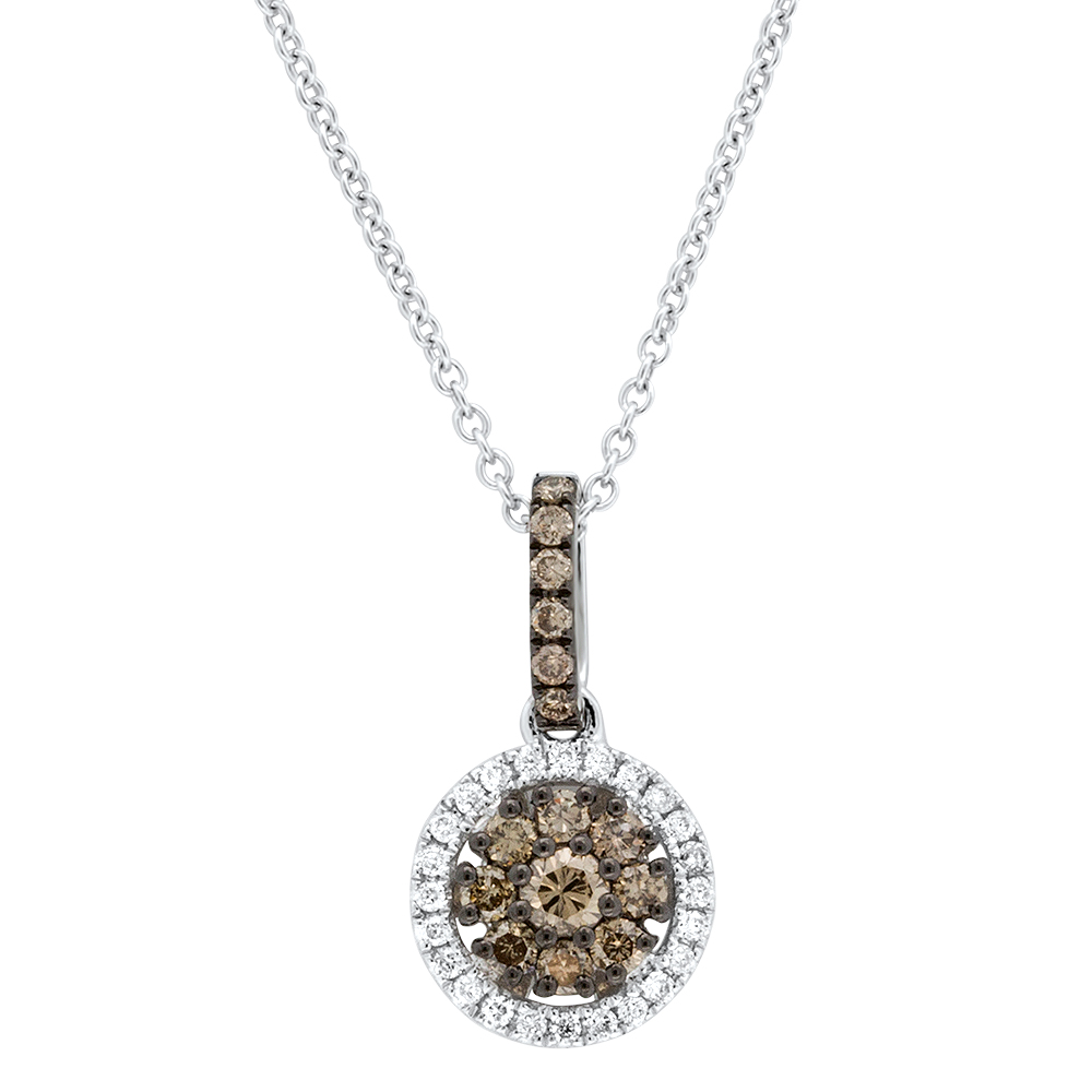 View Brown and White Diamond Cluster Pendant With Chain