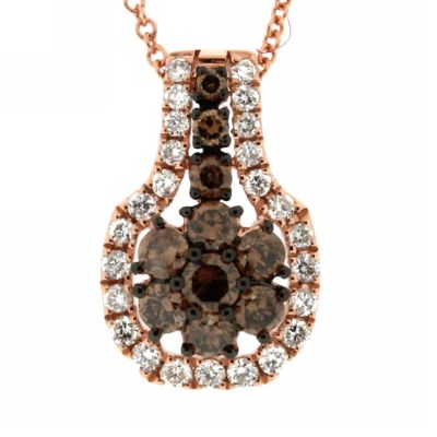 View Brown and White Diamond Pendant With Chain