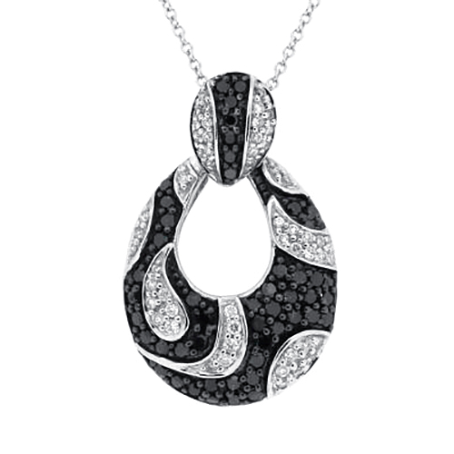 View Black Diamond and White Diamond Pendant With Chain