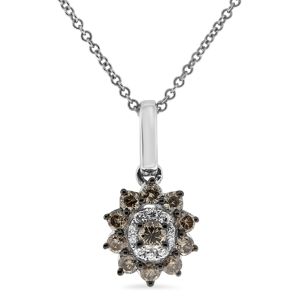 View Brown and White Diamond Pendant With Chain