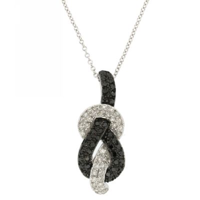 View Black and White Diamond Knot Pendant With Chain