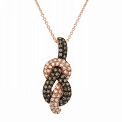 View Brown and White Diamond Knot Pendant With Chain