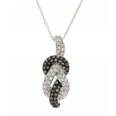 View Silver Mist Diamond and White Diamond Knot Pendant With Chain