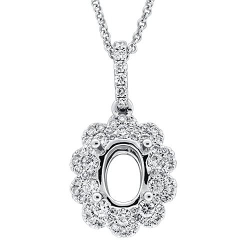 View Diamond Semi Mount Pendant 7x5 Oval Center With Chain