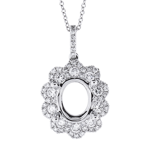 View Diamond Semi Mount Pendant For 9x7 Oval Ctr.