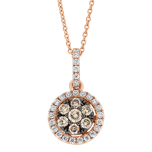 View Diamond And Brown Diamond Cluster Pendant With Chain