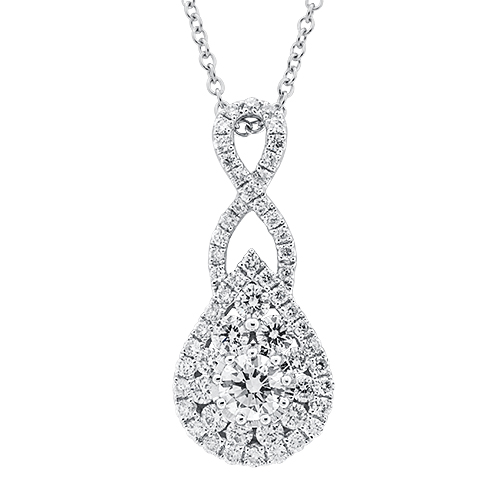 View Diamond Cluster Pear Drop Pendant With Chain