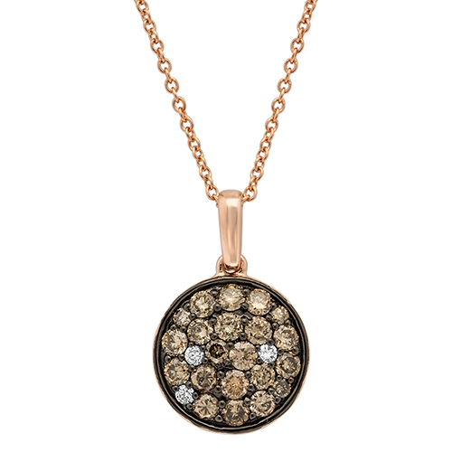 View Brown and White Diamond Speckle Disk Pendant With Chain