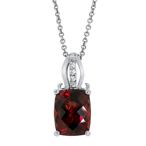 View Diamond and Garnet Pendant With Chain