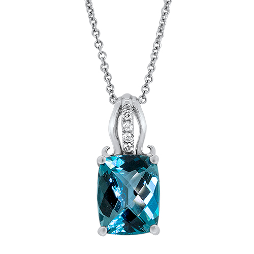 View Diamond and London Blue Pendant With Chain